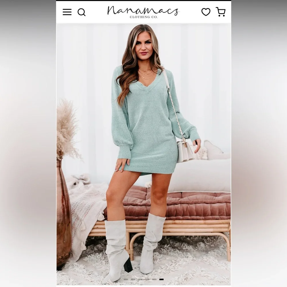 Aspen Autinhs Chanille long sleeve sweater dress - Picture 1 of 10